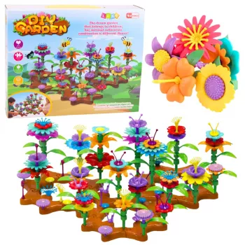 LEAN TOYS DIY Flowers Colorful Garden Construction Blocks Set 148 vnt.