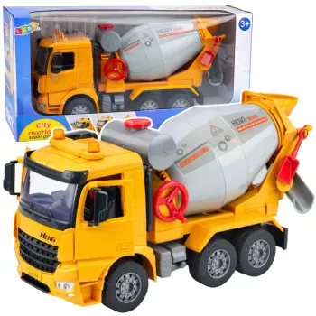 LEAN TOYS Statybinis sunkvežimis Betono maišyklė su besisukančiu būgnu, šviesomis ir garsais
