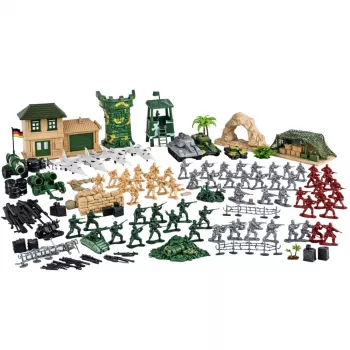 LEAN TOYS Military Base Figures Soldiers Vehicles Large Military Set 300 vnt.