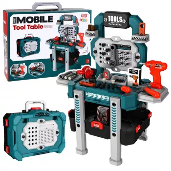 LEAN TOYS DIY Set 2-in-1 Tool Table Suitcase Workshop Screwdriver 78 dalių