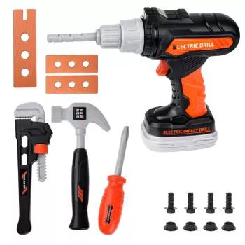 LEAN TOYS DIY įrankių rinkinys krepšyje su gręžtuvu ir atsuktuvu, 25 vnt.