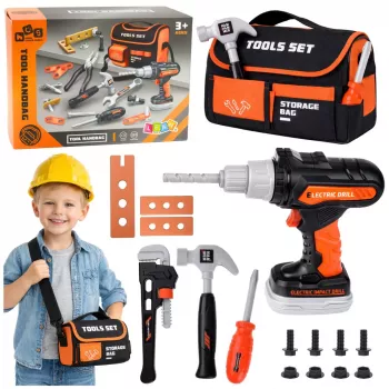 LEAN TOYS DIY įrankių rinkinys krepšyje su gręžtuvu ir atsuktuvu, 25 vnt.