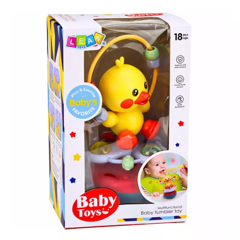 LEAN TOYS Wanka Stand Up Duck Educational Interactive Sounds Rattle Yellow