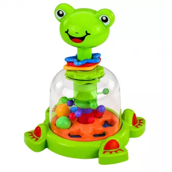 LEAN TOYS Interaktyvus varlytės suktukas su besisukančiais rutuliukais kūdikiams