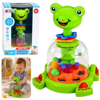 LEAN TOYS Interaktyvus varlytės suktukas su besisukančiais rutuliukais kūdikiams