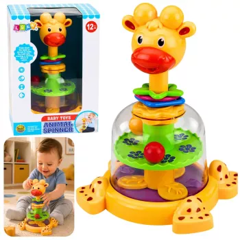 LEAN TOYS Interaktyvi Žirafos Suktukė su Sukamaisiais Rutuliais Kūdikiams