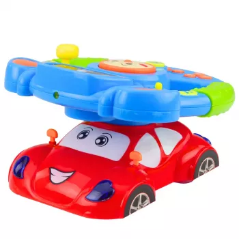 LEAN TOYS Vairas su Projektoriumi – Interaktyvus Mokomasis Vairo Simuliatorius su Muzika