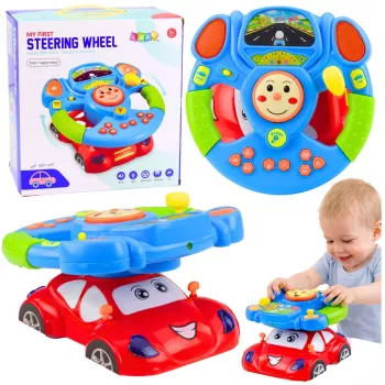 LEAN TOYS Vairas su Projektoriumi – Interaktyvus Mokomasis Vairo Simuliatorius su Muzika