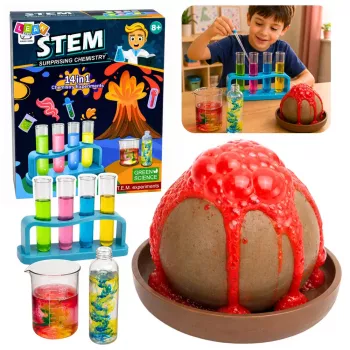 LEAN TOYS Little Chemist's 14-in-1 Eksperimentinis Lavinamasis Rinkinys „Ugnikalnių Eksperimentai“