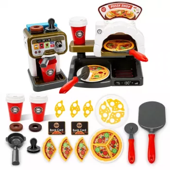 LEAN TOYS Pizzeria Set Pizza Oven Coffee Maker Accessories Shop