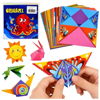 LEAN Origami Kit Spalvotas Popierius su Instrukcijų Knygele 100 Lapų