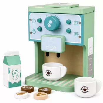 LEAN TOYS Wooden Set of Coffee Maker, Cups, Milk, Accessories for Children