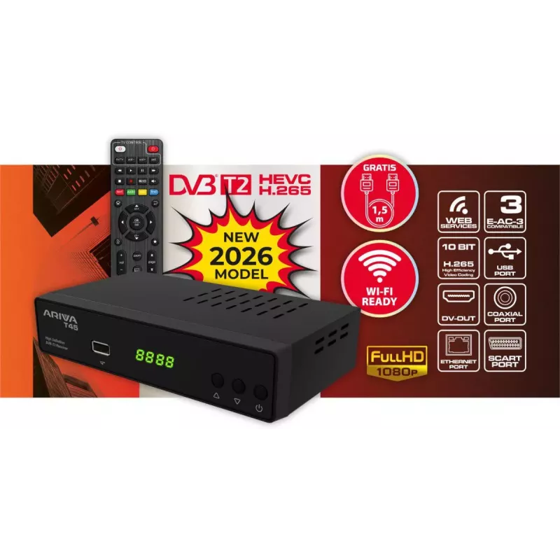 Ferguson Ariva T45 DVB-T2 HD skaitmeninės antžeminės televizijos imtuvas su USB PVR