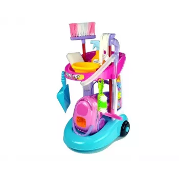 LEAN TOYS Valymo rinkinys su vežimėliu ir dulkių siurbliu