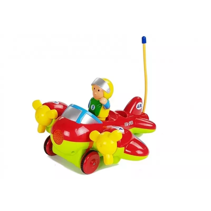 LEAN TOYS Baby R/C Airplane with Remote Control Steering Wheel Red
