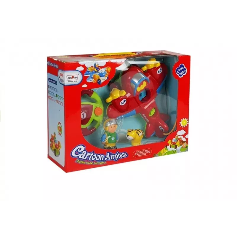 LEAN TOYS Baby R/C Airplane with Remote Control Steering Wheel Red