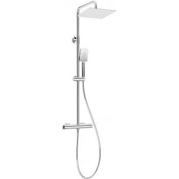 DEANTE dušo galvutė su termostatiniu dušo maišytuvu - Lietaus dušo sistema su rankiniu dušu, chromuota, 250 mm viršutinė