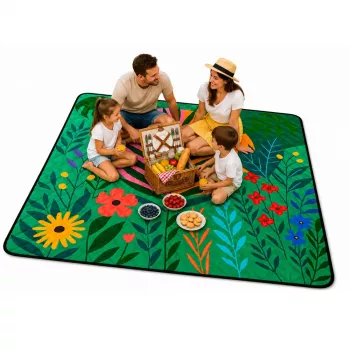 LEAN Picnic Blanket, Beach Mat, Travel Mat, Plants, Colorful, 100 x 150 cm