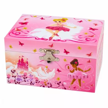 LEAN TOYS Sukama muzikinė dėžutė su veidrodėliu vaikams, rožinė