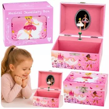 LEAN TOYS Sukama muzikinė dėžutė su veidrodėliu vaikams, rožinė