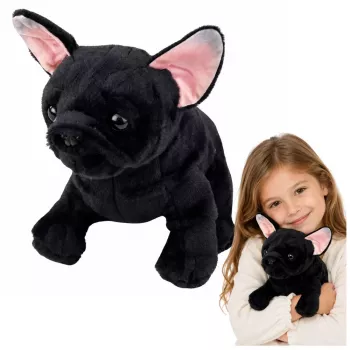 LEAN TOYS Plush Toy French Bulldog Black 22 cm
