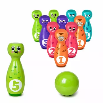 LEAN TOYS Bowling with Smiley Faces Educational Game for Children Skill Sports 10 pcs.