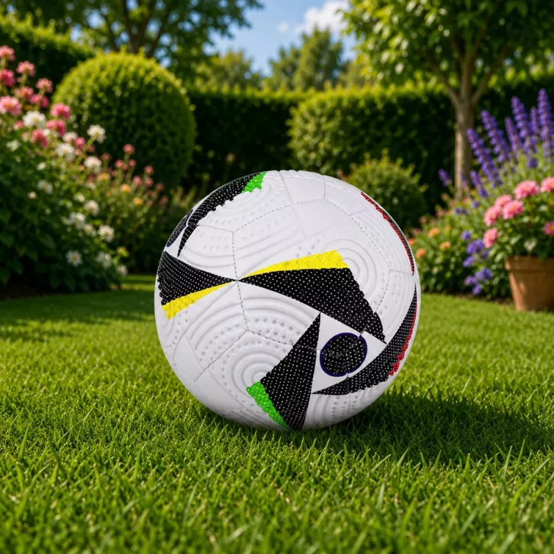 LEAN TOYS Treniruočių futbolo kamuolys žolės aikštei, Baltas su raštais, 5 dydis (22 cm)