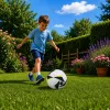 LEAN TOYS Treniruočių futbolo kamuolys žolės aikštei, Baltas su raštais, 5 dydis (22 cm)