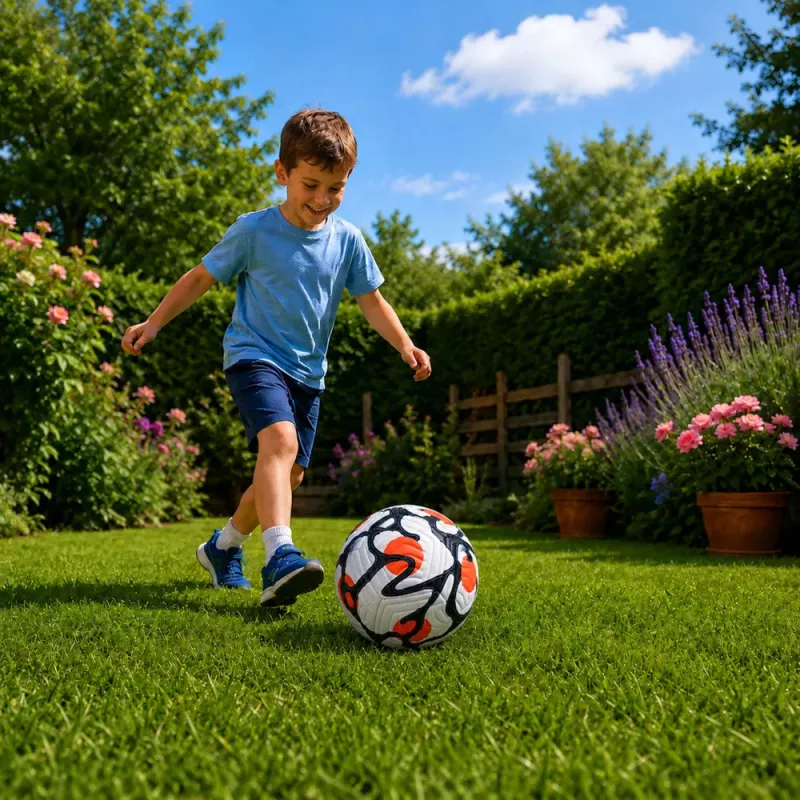 LEAN TOYS Treniruočių futbolo kamuolys žolės aikštei, baltas ir oranžinis, 22 cm, 5 dydis