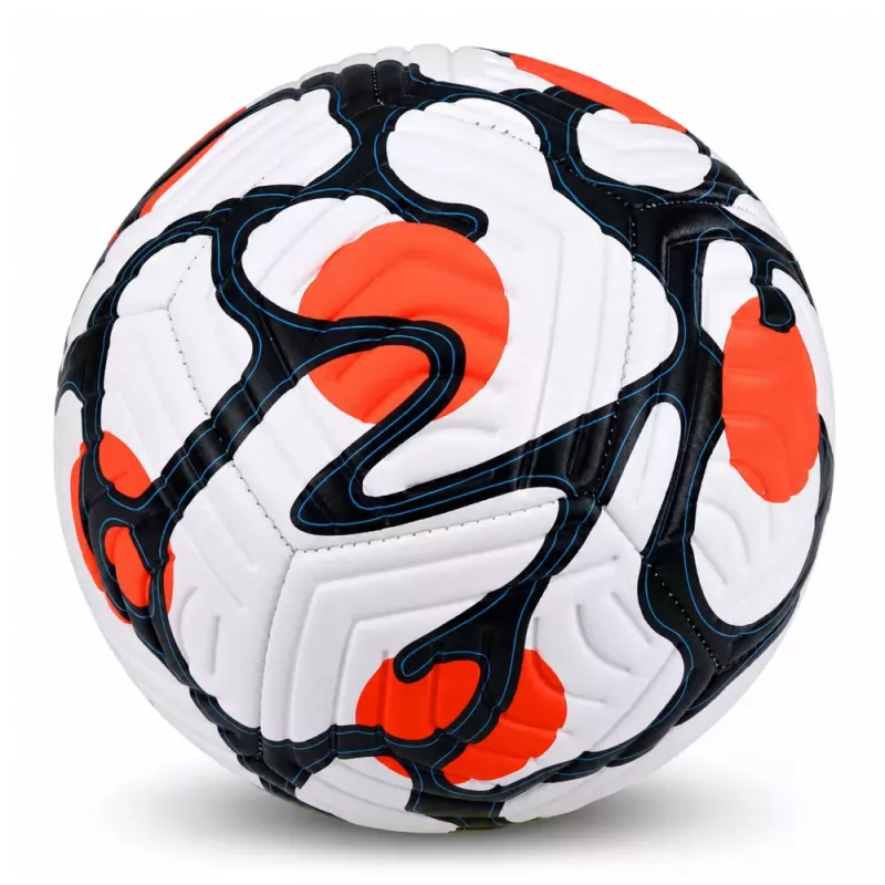 LEAN TOYS Treniruočių futbolo kamuolys žolės aikštei, baltas ir oranžinis, 22 cm, 5 dydis