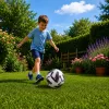 Kamuolys LEAN TOYS Training Football, žolės aikštei, baltas, raštuotas, 22 cm, 5 dydis