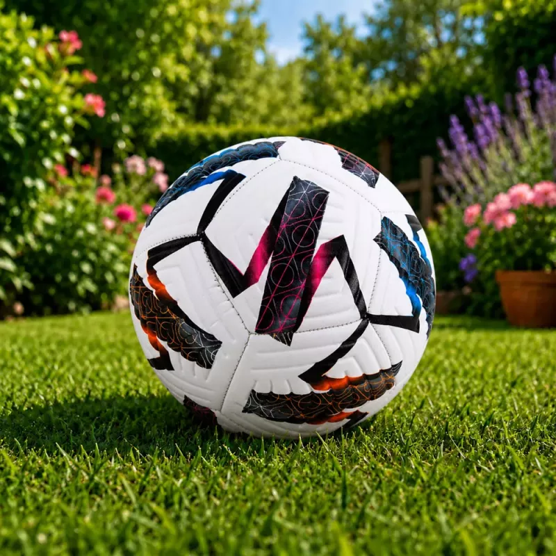Kamuolys LEAN TOYS Training Football, žolės aikštei, baltas, raštuotas, 22 cm, 5 dydis