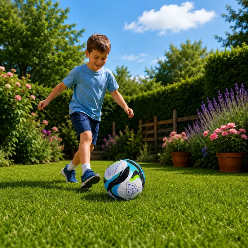 LEAN TOYS Treniruočių futbolo kamuolys žolės aikštelei, juodas ir mėlynas, 22 cm, 5 dydis