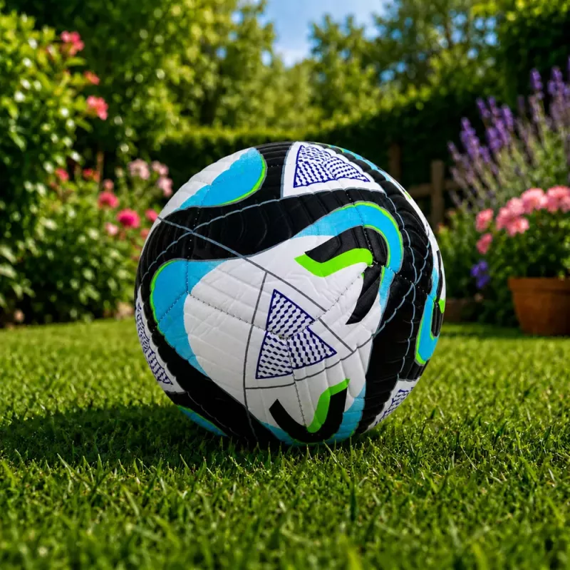 LEAN TOYS Treniruočių futbolo kamuolys žolės aikštelei, juodas ir mėlynas, 22 cm, 5 dydis