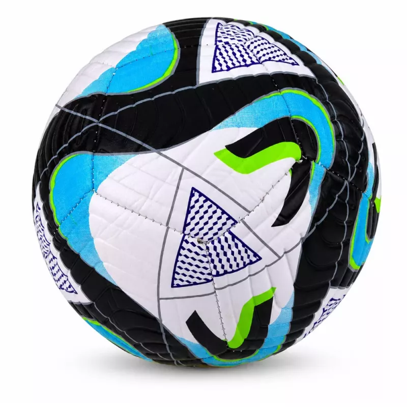 LEAN TOYS Treniruočių futbolo kamuolys žolės aikštelei, juodas ir mėlynas, 22 cm, 5 dydis