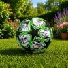 LEAN TOYS Treniruočių futbolo kamuolys žalia žvaigždute 22cm dydis 5