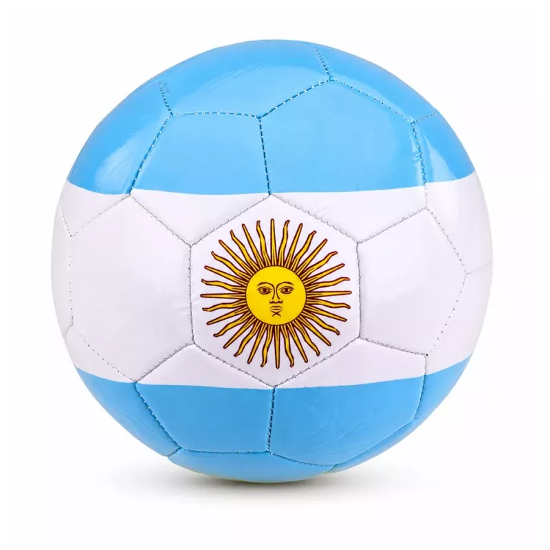 LEAN TOYS Treniruočių futbolo kamuolys žolės aikštei, Argentinos spalvos, 22 cm, 5 dydis