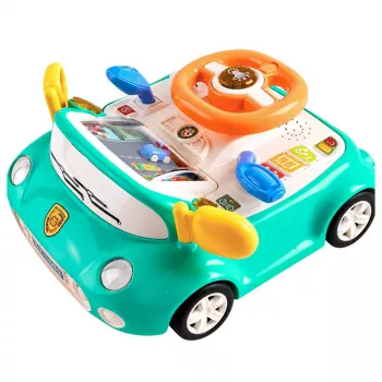 LEAN TOYS Interaktyvus vairuotojo simuliatoriaus skydelis su šviesomis ir garsais, mėlynas