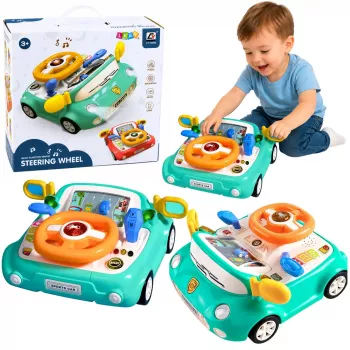 LEAN TOYS Interaktyvus vairuotojo simuliatoriaus skydelis su šviesomis ir garsais, mėlynas