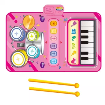 LEAN TOYS Interaktyvus muzikinis šokių kilimėlis – mokomieji būgnai ir pianinas 2 viename