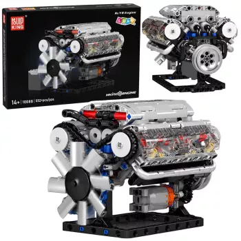 LEAN TOYS Construction Blocks V8 Engine Mechanical Model Moving Pistons 552 pcs.