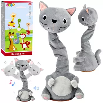 LEAN TOYS Plush Dancing Cat Interactive Toy Musical Sounds Mascot Gray