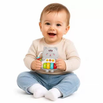 LEAN TOYS Muzikinis žaislas Kačiuko pianinas Lavinamasis Mažyliams Melodijos Garsai