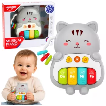 LEAN TOYS Muzikinis žaislas Kačiuko pianinas Lavinamasis Mažyliams Melodijos Garsai