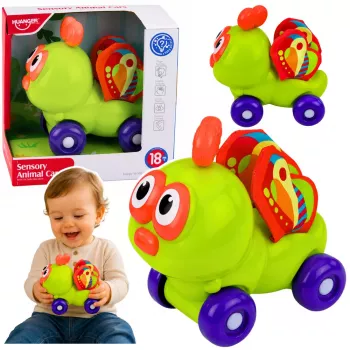 LEAN TOYS Interactive Bee Sensory Car Toy for Toddlers Green