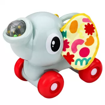 LEAN TOYS Interaktyvus sensorinis žaislas drambliukas automobilis pilkas