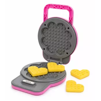 LEAN TOYS Virtuvės rinkinys su vafliniu ir plaktuvu, keičiamais antgaliais, šviesomis ir garsais, rožinis