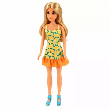LEAN TOYS Anlily Lėlė Geltona Suknele su Kačiuku Sodo Baldais Skėčiu Aksesuarais