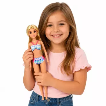 LEAN TOYS Anlily lėlė su baseinu, čiuožykla, palme ir paplūdimio aksesuarais