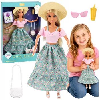 LEAN TOYS Anlily Fashion Doll in Skirt and Hat Bag Cup Accessories Set